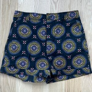Anthropologie Black and Yellow Patterned High Waist Shorts